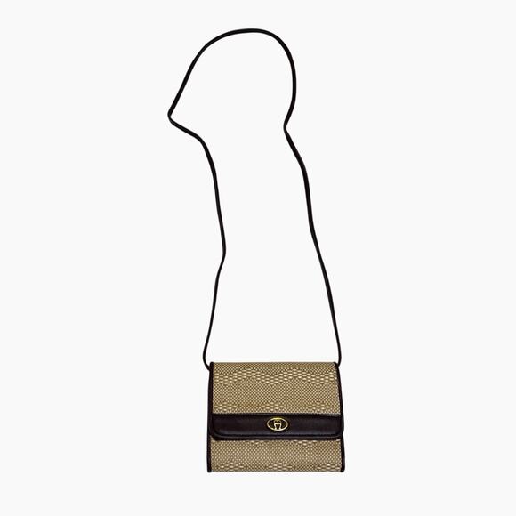 Etienne Aigner Clutch Wallet Woven Straw Leather Trim Crossbody Detachable Strap - Picture 8 of 15